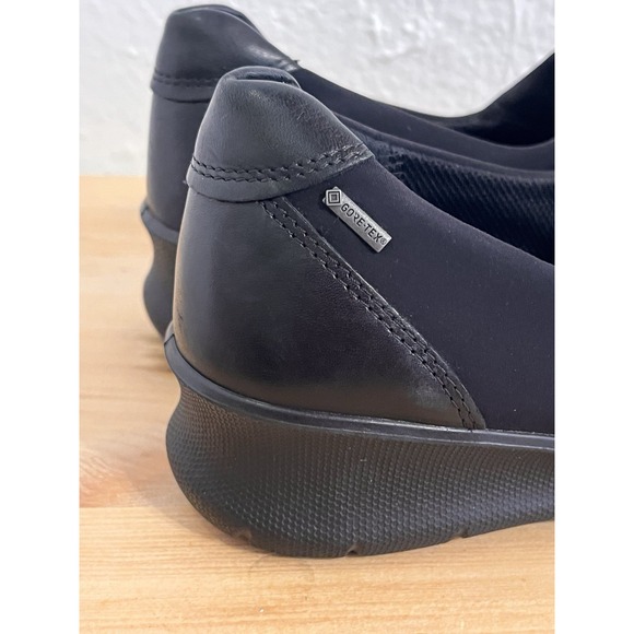 ECCO Felicia Textile Stretch Slip-On Black Comfort Pull-On Low Wedge Size 38 7 - Picture 2 of 9